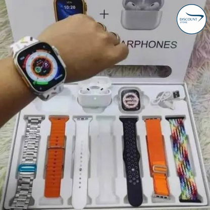 I20 Ultra Watch Max Suit Smart Watch + Earbuds (10 in 1 Set)