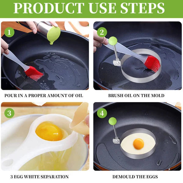 4 Pcs Stainless Steel Fried Egg Moulds