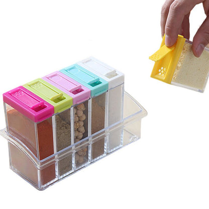 Plastic Multicolor Spice Rack 6 Lid Container Set