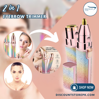 2 In 1 Rechargeable Flawless Eyebrow & Facial Hair Remover - (FREE Delivery)