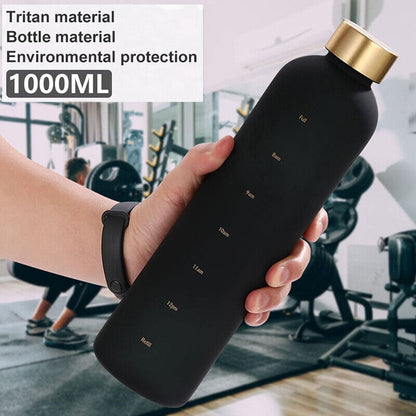 1L Motivational Water Bottle With Time Markings