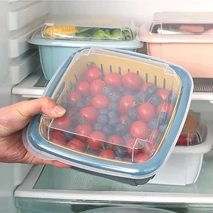 Multifunctional Double Layer Draining Basket With Lid